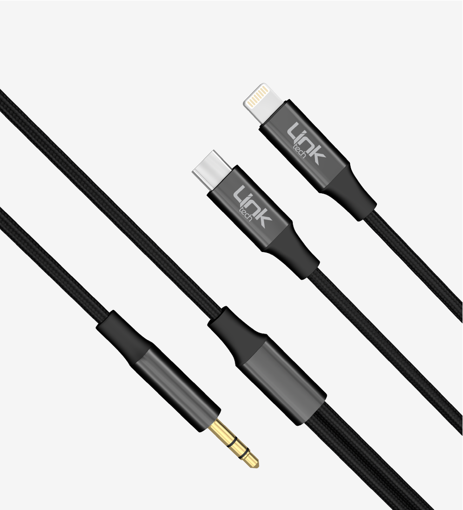 A204 2 in 1 AUX audio cable 3.5mm to Type C+ lightning Adapter