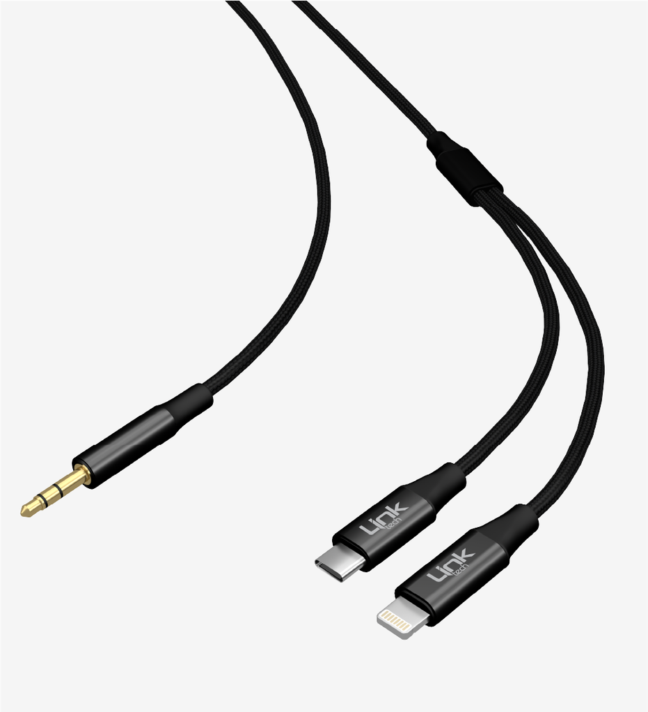 A204 2 in 1 AUX audio cable 3.5mm to Type C+ lightning Adapter