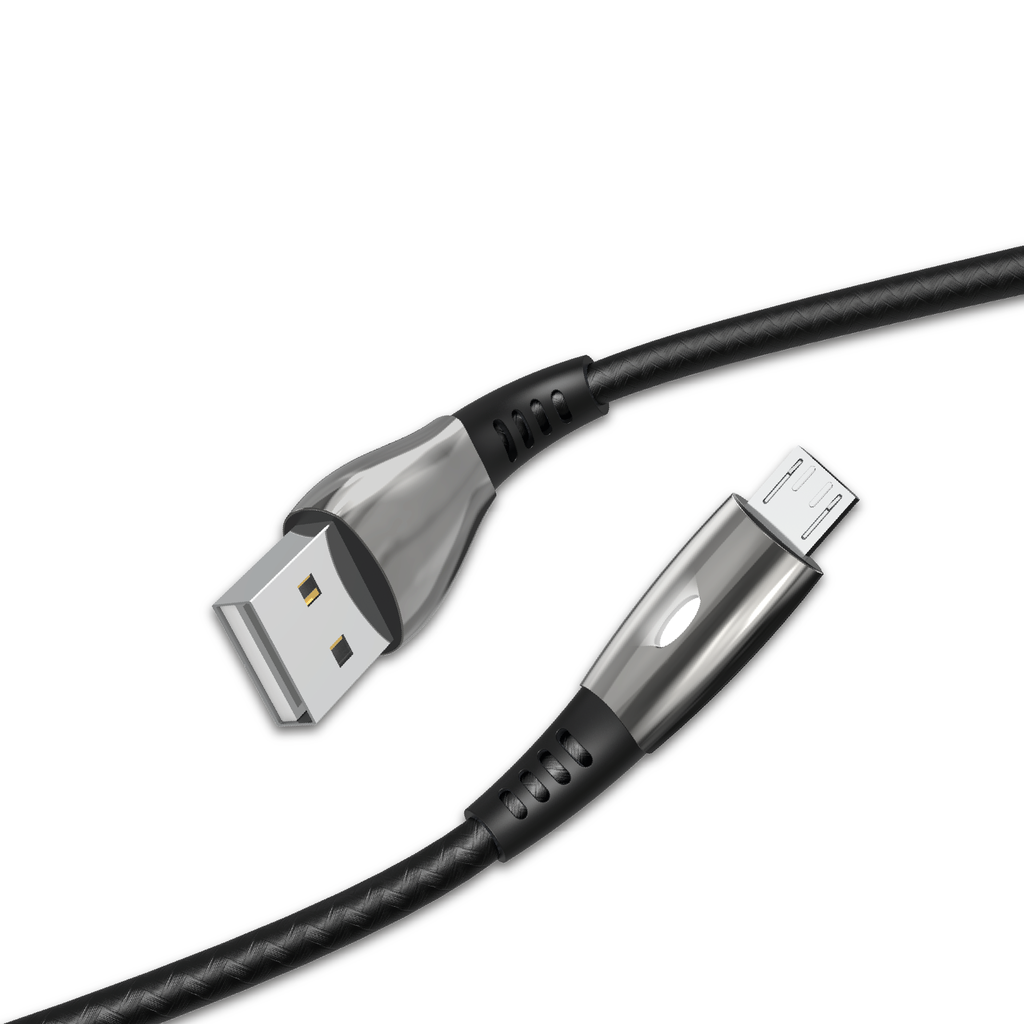 K610 Premium Fast 120cm 2.4A USB Micro Charging Cable with Lighted Metal Heads